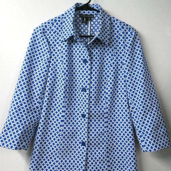 PEACE of CLOTH Jillian Geometric Pattern Blazer Blue White Size Med RARE - Picture 1 of 12